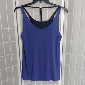 C9 Champion Women's Blue Racerback Tank Top XXL Built in Bra Athletic